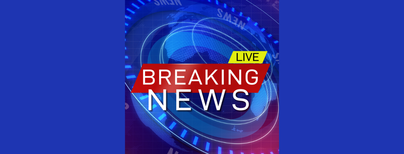Live breaking news graphic with a blue and red color scheme, displaying the words "Live" and "Breaking News" in bold letters.